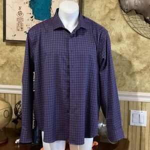 Egara Men's Dark Purple Plaid Shirt
